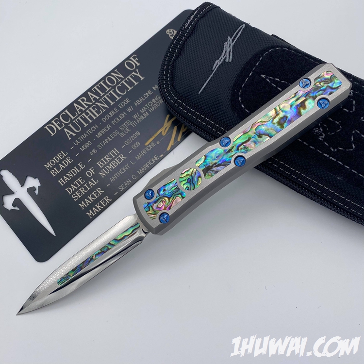 Marfione Custom 微技术大剑标 Ultratech 钢柄鲍鱼贝镶嵌M390镜面UT