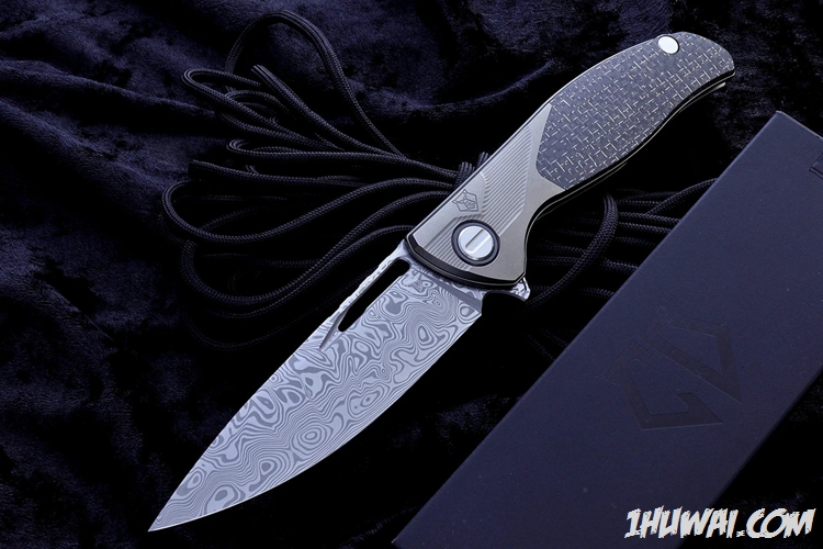 Shirogorov 熊头 CD  F3B 大马士革 碳纤维柄 刀展限量版 长22