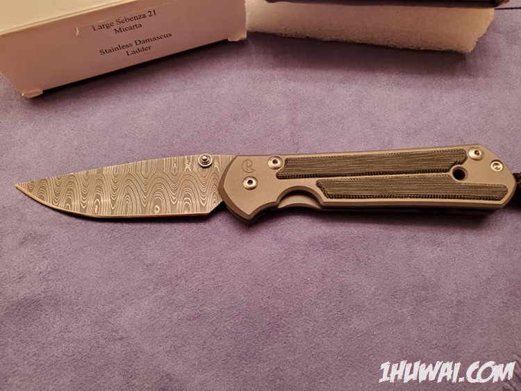 Chris Reeve（克里斯.里夫） Large Sebenza 21 阶梯大马士革 ​黑色米卡塔贴片 