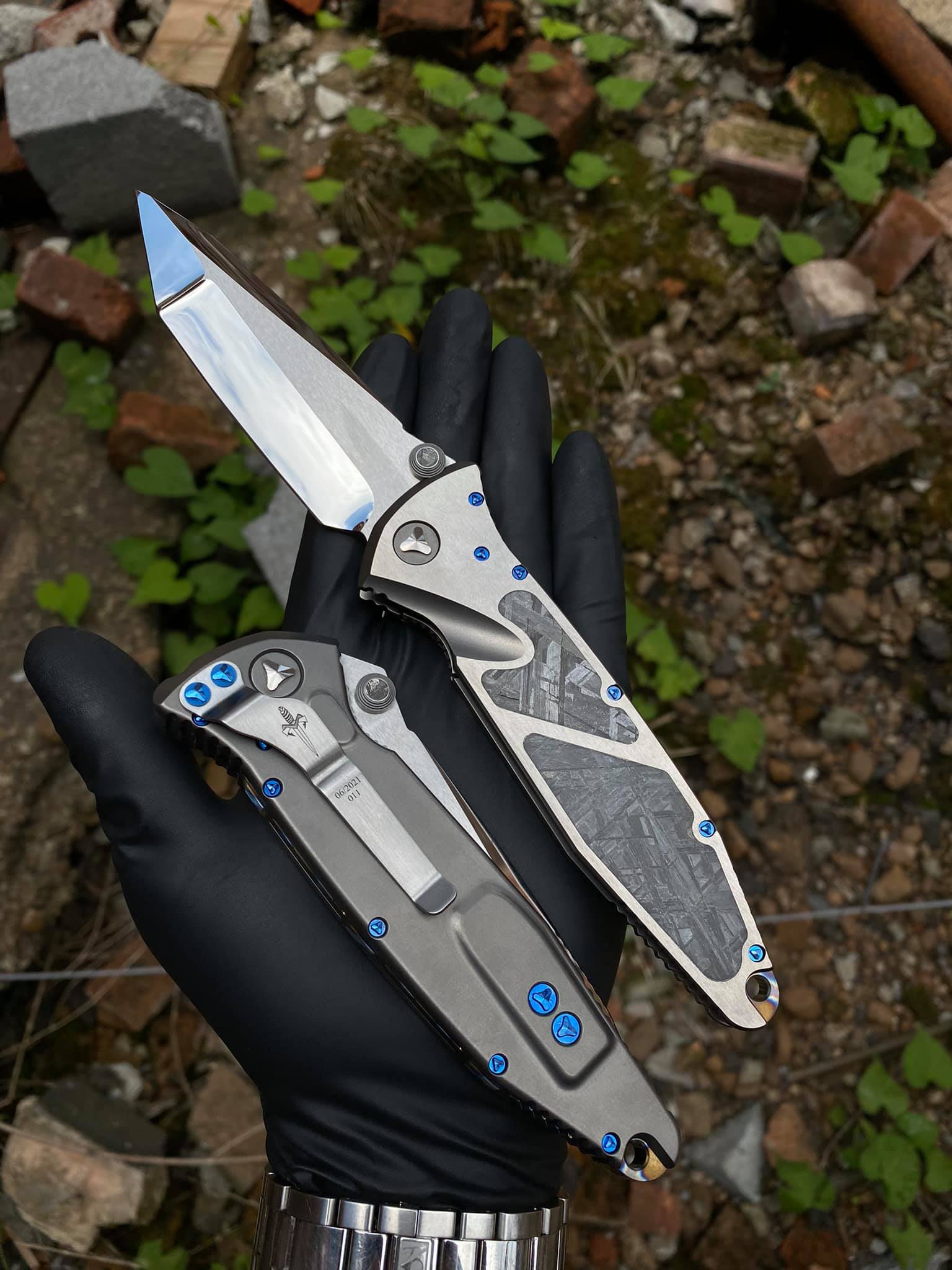 Marfione Custom 微技术大剑标 Socom Elite Meteorite 钛柄陨石镶嵌M390镜面Tanto