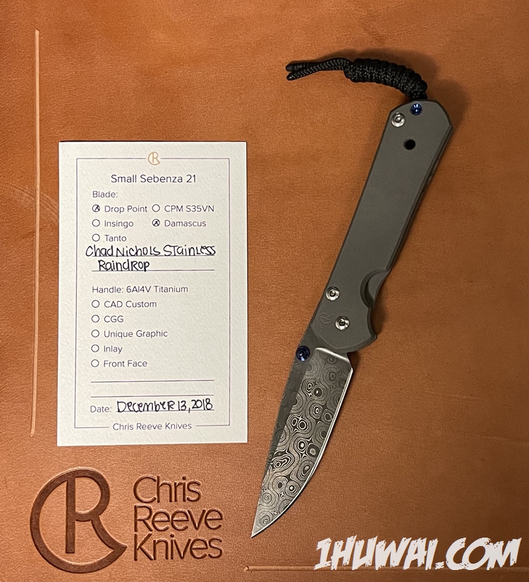 ChrisReeve（克里斯.里夫）Raindrop Damascus Small Sebenza 雨滴大马士革钛柄小沙