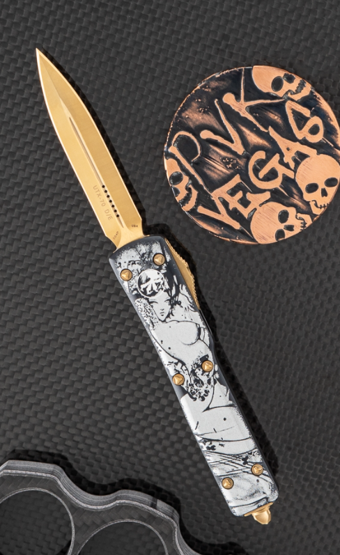 Microtech 微技术PVK定制 UTX-70 Geisha 2  艺妓2代 204P钢 24K镀金