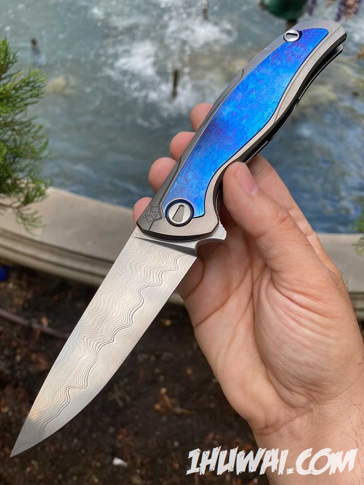 Shirogorov Sergey 熊头谢尔盖 F95 D2钢核心三枚大马士革钛马镶嵌Flipper 全球限量5支