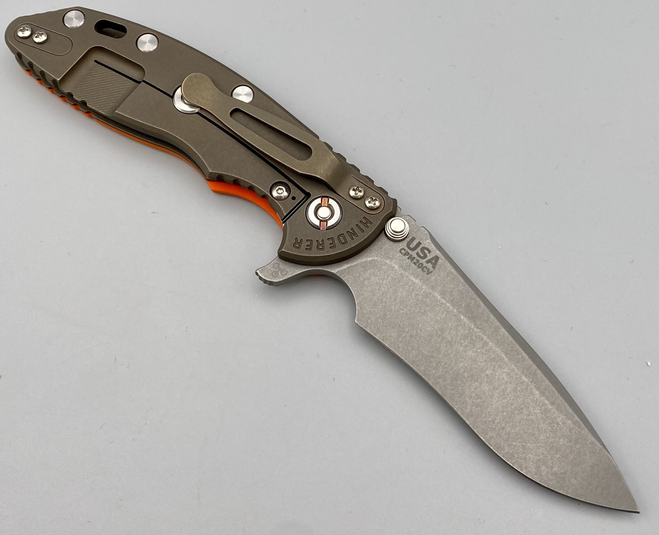 Hinderer 辛德勒 XM-18 3.5 战斗铜 20V钢Recurve 反曲 +红色G10 