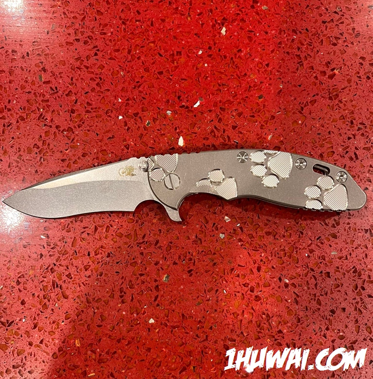 Hinderer 辛德勒 XM-18 3.5”Tri-Way Recurve 反曲  CPM-20CV SW石洗 银色狗爪钛合金贴片